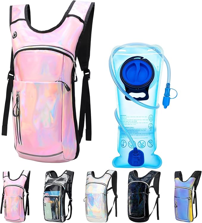 Hydration Backpack,Water Backpack with 2L Water Bladder,Festival Essential-Rave Hydration Pack,Lightweight Insulation Hydropack for Outdoor,Hiking,Running,Biking,Music Festival for Men Women