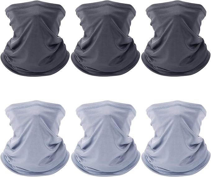 6 Pack Neck Gaiter for Men Women Gator Summer UV Dust Mask Cooling Neck Gaiters Face Cover for Sun Protection Scarf Bandana