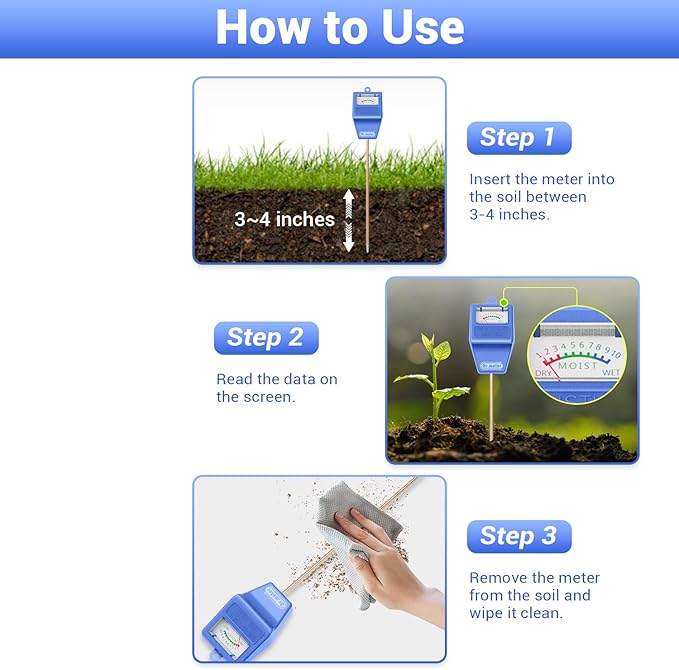 Soil Moisture Meter Tester for Plants, Hygrometer Moisture Sensor for Houseplants Indoor Outdoor Garden Lawn Use - Plant Water Gauge Test Kit - No Battery Needed - Gardening Gifts