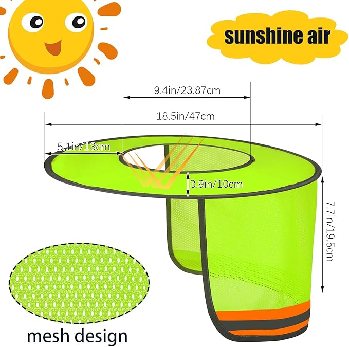 Jspupifip 20 Pack Hard Hat Sun Shade Full Brim Sun Shield High Visibility Visor with Reflective Strip for Hard Hat Accessories Construction Sites