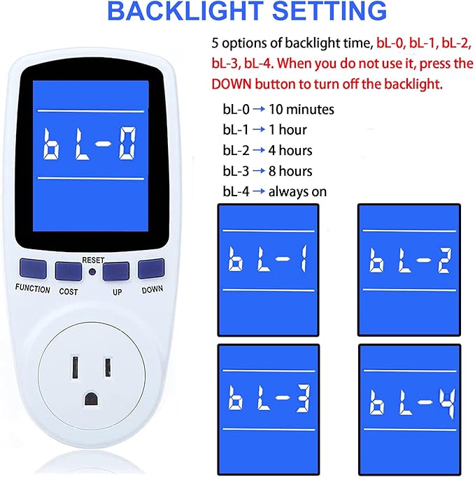 2 Pack Upgraded Watt Meter Power Meter Plug Home Electricity Usage Monitor, Electrical Usage Monitor Consumption, Energy Voltage Amps Kill Meter Tester with Backlight, 7 Modes Display