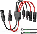 Bateria Power Solar Connectors for 2 Solar Panels, IP68 Waterproof Solar Panel Connectors Splitter, 4 to 2 Y Branch Parallel Adapter for Solar Cable Extension