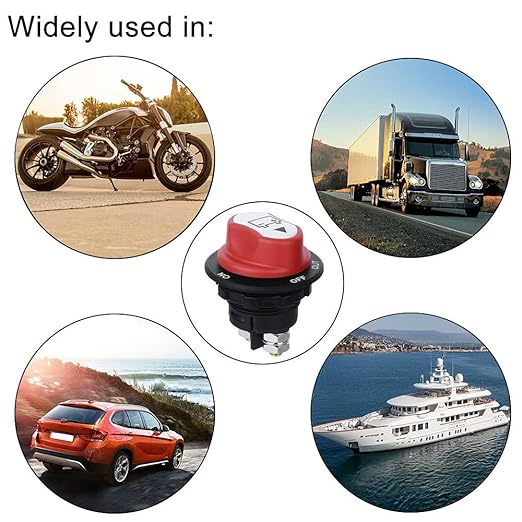 Jtron Battery Disconnect Switch Max.32V DC 100A Cont 150A INT Battery Switches for Boatsh for Car Off-Road Vehicle Truck Boat RV Marine(ON-OFF-OUT/100A)