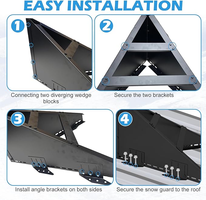 PakaLife Snow Guards for Roof,Snow Splitter&Diverters Guards for Metal Roofs,Snow Removal (Black)