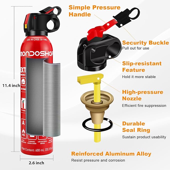 Portable Fire Extinguisher for Home and Vehicle - Mondoshop 2-Pack Water-Based Small Fire Extinguisher with Mount for A, B, C, K Fire, Suitable for Vehicle, Home, Kitchen, Car, Boat, Camping, Business