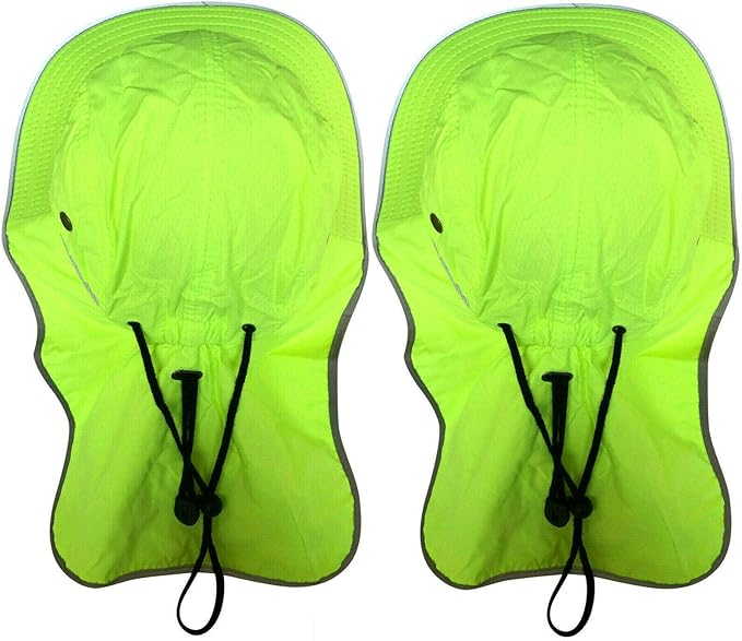 Men High Visibility Sun Hat with Neck Flap Wide Brim Boonie Hat Bucket Cap Packable Adjustable