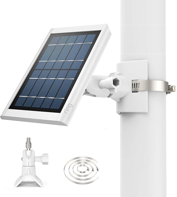 Universal Solar Panel Mount for Eufy/Ring/Reolink/Arlo Solar Panel and More, Fits Up to 17 inch Pole, Tree, Cylindri Rail, Drainage Pipe (White)