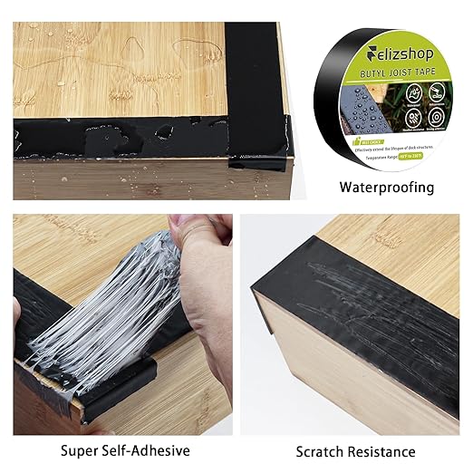 Joist Tape,1 5/8" x 50' Deck Joist Tape,Waterproof Seal Anti-Corrosion Butyl Tape,Flashing Tape for Deck, Joists, Beams Protection（10 Rolls）