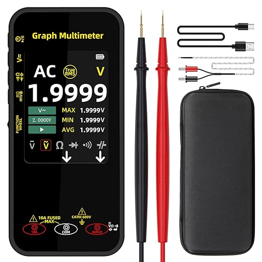 BSIDE 20000 Counts Digital Multimeter Date Recorder, 0.1mA/10uV/1000V with Smart Mode, 360-Degree Rotate LCD with Rechargeable, Measures Amp Cap Diode Temp MAX/MIN/Peak Voltage for Photovoltaic Miners