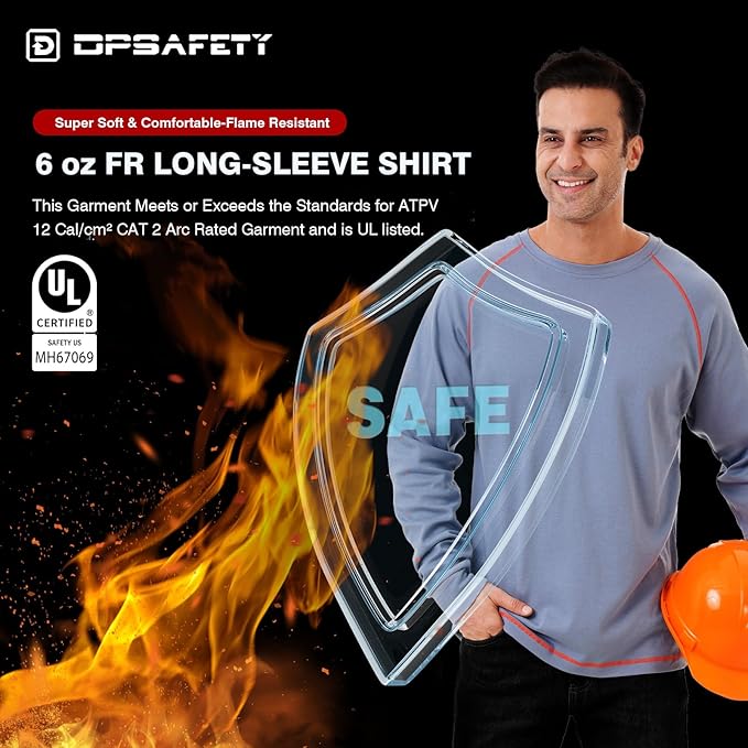FR Shirt 6 oz Hi Vis Fire Resistant Flame Resistant Shirts for Men,Welding Shirt Cotton CAT2 Long-Sleeved Shirts