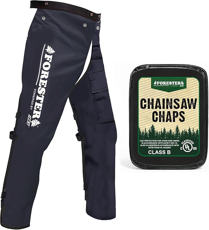 FORESTER Chainsaw Chaps for Men & Women | Apron-Style Chaps with Pocket & Adjustable Waist | Chainsaw Safety Equipment