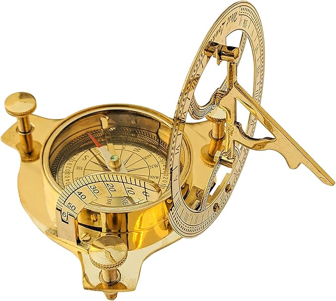 3" Sundial Compass - Solid Brass Sun Dial Rustic Vintage Home Decor Gifts Fully Functional