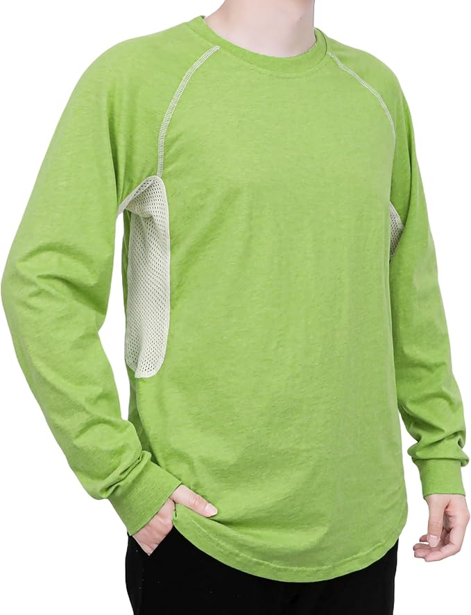 BOCOMAL FR Shirts for Summer Vented Mesh Loose Fit 4oz EX Lightweight Flame Resistant Base Layer CAT1 Crew Shirt