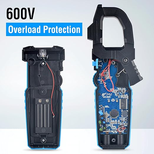 Digital Clamp Meter Multimeter - TEMIRUP Auto-ranging 6000 Counts Amp Voltage Tester with D-Shaped Jaw VFD Mode, Measuring NCV, AC/DC Voltage AC Current Temperature Capacitance Resistance Continuity