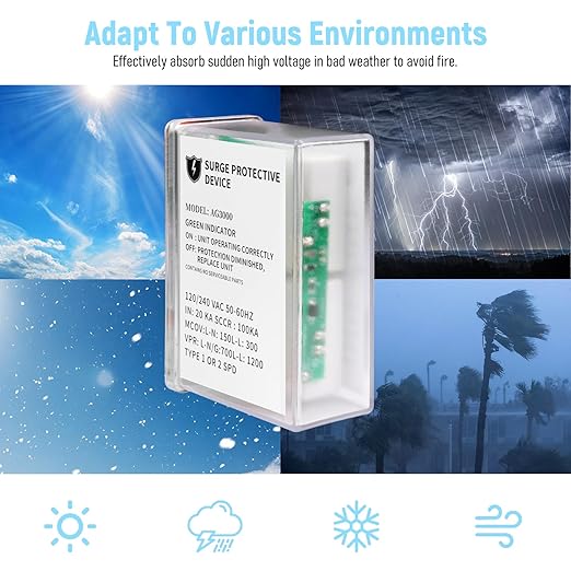 HVAC Surge Protector 120/240V Mini Split Surge Protector with TPMOV Technology Device for AG3000, Watertight Enclosure Lightning Protection, Comprehensive Surge Protection