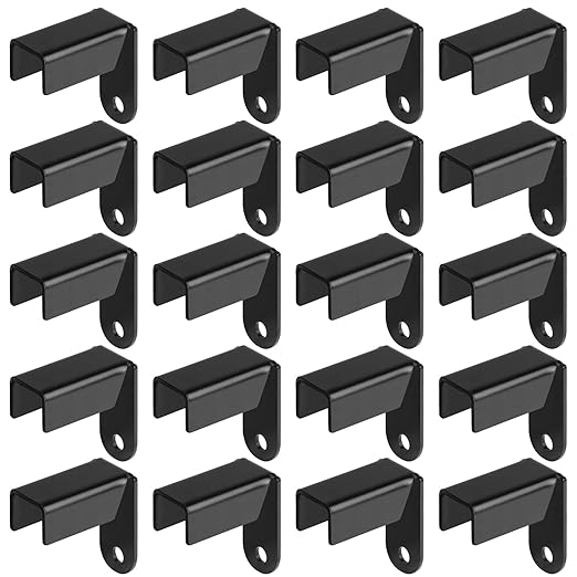 20 Pack Black Fence Mounting Bracket for 1-1/2" x 1-1/2" Square Tube, Fence Panel Internal Rails Connector