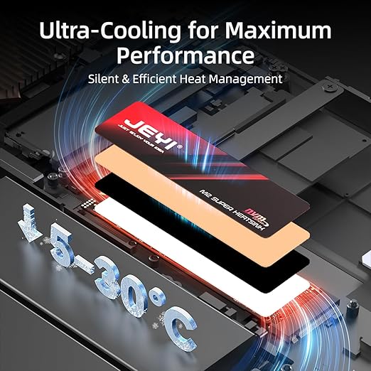 JEYI M.2 2280 SSD Heatsink, Graphene+Copper Foil, 0.5mm Ultra-Thin, 1500W/mK Thermal Conductivity, for NVMe/SATA SSDs (5pcs)