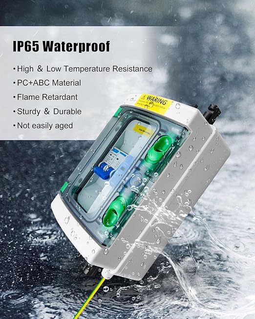 40A DC Solar Disconnect Switch – IP65 PV Circuit Breaker Box, 500V PV Disconnect Switch with Surge Protector & Solar Panel Connectors (Plug-and-Play)