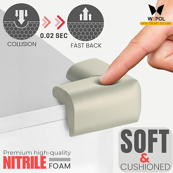 Soft Foam Corner Protectors for Baby, Bed Frame Corner Guards, Sharp Edge Desk Furniture Safety Cover Bumpers for Kids, 3M Adhesive Pre-Taped Rubber Padding Cushion (Gray, 8 Pack)