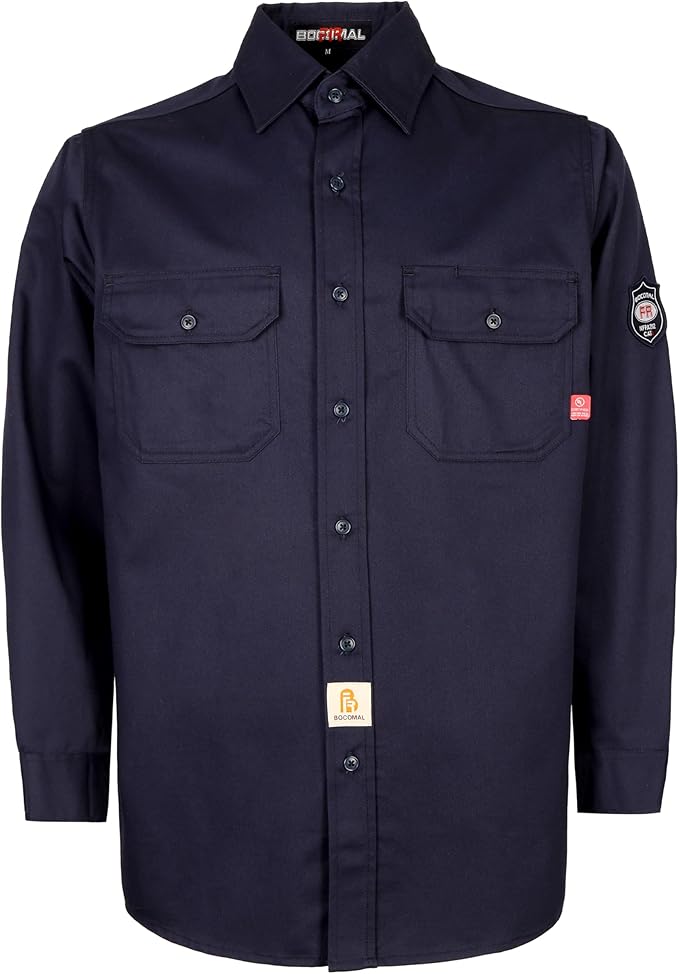 BOCOMAL FR Shirts 6.25oz Lightweight Welding Shirts Flame Resistant Men's Fire Retardant Shirt