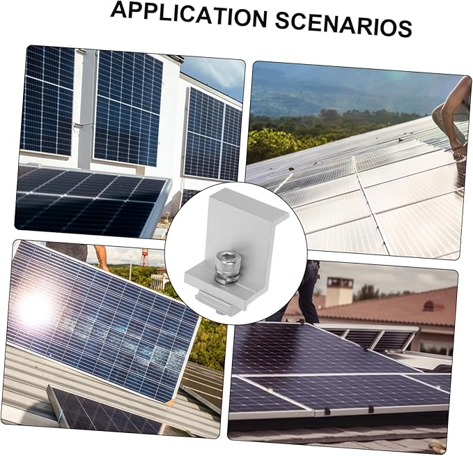 POPETPOP 12pcs Solar Panel Mount Clips Outdoor Fixed Buckle for Photovoltaic Systems Support Bracket Unique Design for Easy Installation
