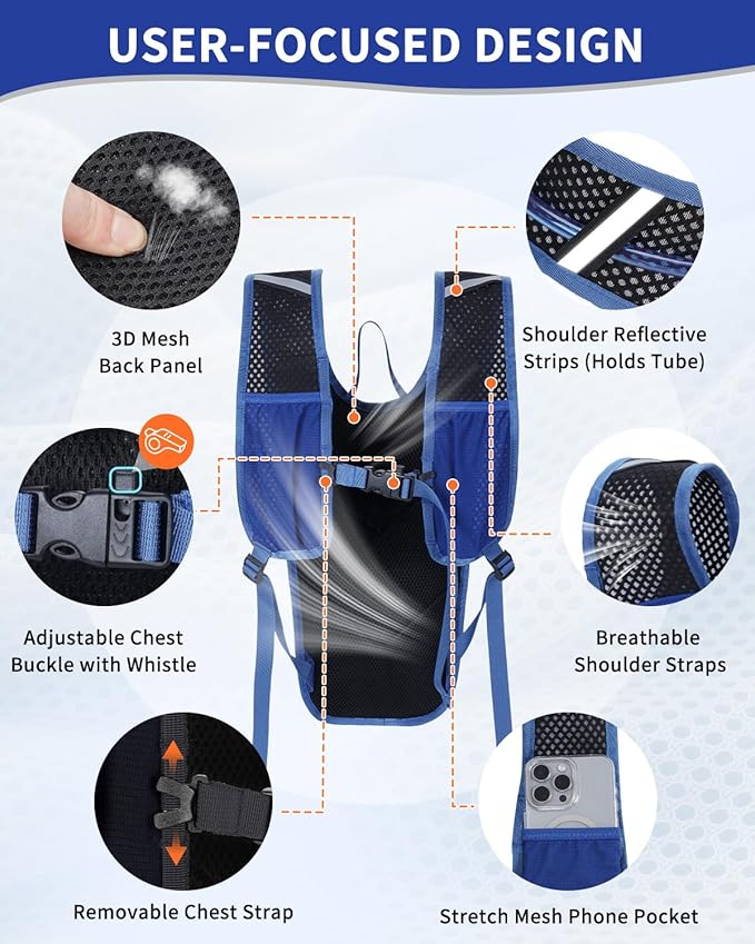sportsnew Hydration Backpack with 2L Water Bladder, 6L Lightweight Water Backpack for Hiking, Running and Cycling, Hydro Pack for Men Women