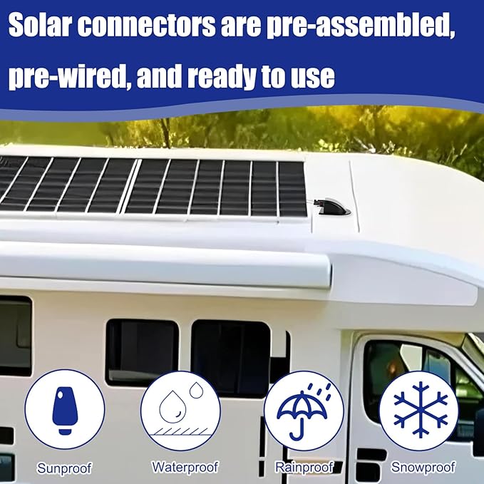Solar Double Cable Entry Gland, Waterproof Junction Box Connector with 10ft 10AWG Solar Cable for RV Boat Camper Van Building Garage Shed Roof Panels