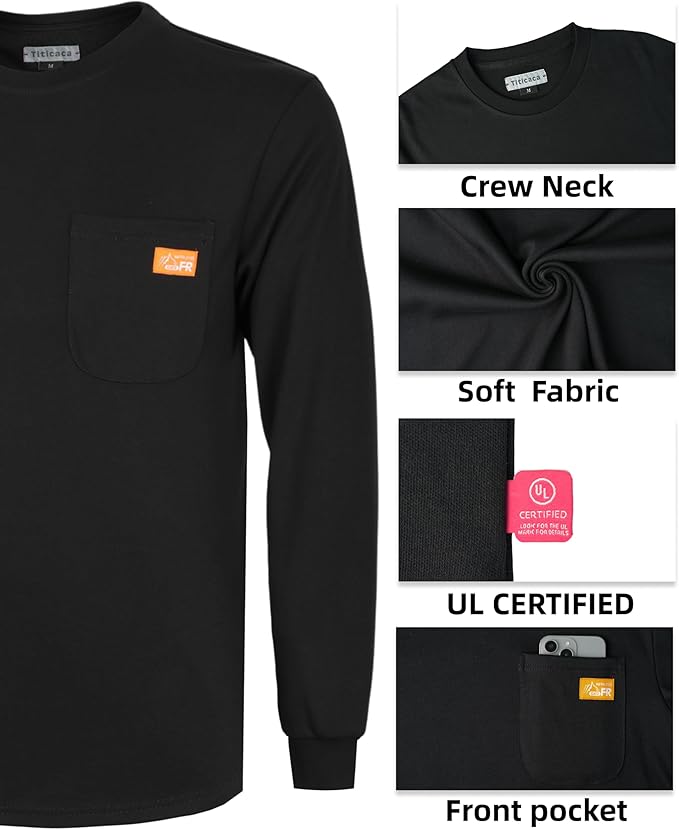 Titicaca FR Shirts Flame Resistant T Shirts 100% Cotton Men's Pre-Washed Fire Retardant T-Shirts
