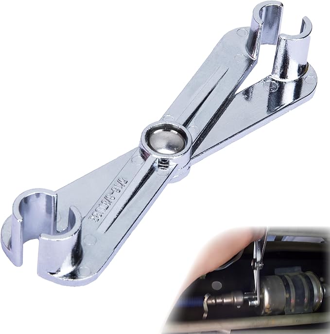 Fuel Line Disconnect Tool, 3/8 Inch and 5/16 Inch Metal Fuel Filter Removal Tool, Multi-Purpose Scissor Fuel Line Wrench Fittings for Fuel, Heater, and A/C Line Service, Universal for Most Vehicles