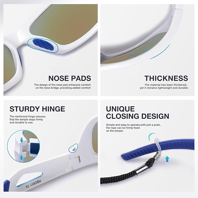 RIVBOS Polarized Sports Sunglasses Driving Sun Glasses Shades for Men Women Tr90 Frame for Cycling Fishing Running RB831