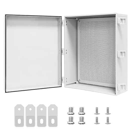 Electrical Box IP65 Waterproof Dustproof ABS Plastic Enclosure Outdoor and Indoor Project Box Hinged Cover with Mounting Plate Wall Brackets, Outer Dimension 19.7"x 15.7" x 7.9", Grey