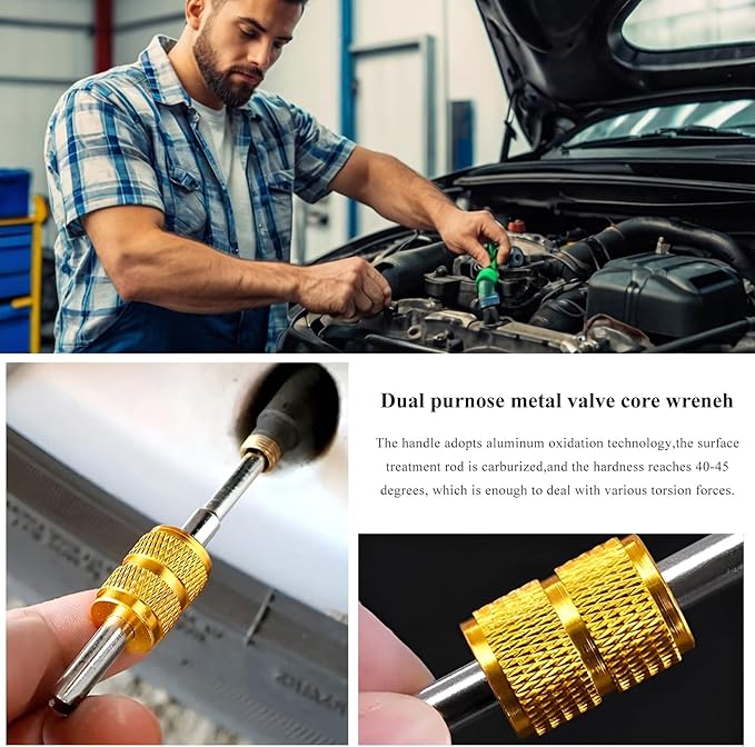 16PCS AC Fuel Line Disconnect Removal Tool Set, 1/4 5/16 3/8 1/2 5/8 3/4 7/8 Inch Car Transmission Oil Cooler Line Quick Disconnect Kit, Fuel Line Master Disconnect Tool with Valve Core Remover