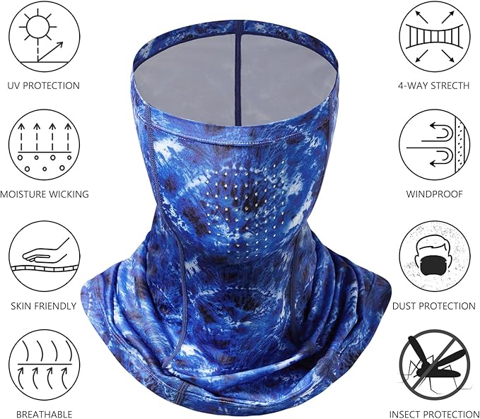 BASSDASH Neck Gaiter Mask UPF 50 Sun Protection for Men & Women, Fishing, Hiking, Outdoor
