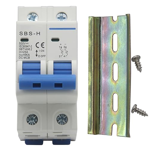 ZOOKOTO 25 Amp Doble-Pole DC Circuit Breaker, Miniature Circuit Breaker, 2 Poles 500V DC 25A Isolator for Solar Panels PV System,Thermal Magnetic Trip, DIN Rail Mounting 25A