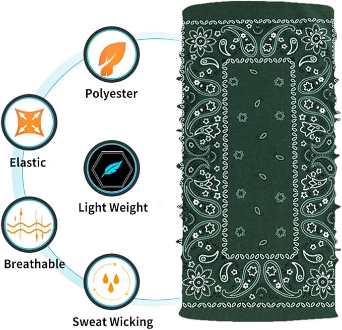 Neck Gaiter Face Cover Bandana Mask Scarf, Breathable Sun& Dust-proof for Cycling Running Fishing Hiking