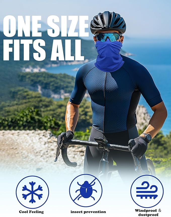 JHYWELL Cooling Neck Gaiter Face Mask, UV Protection Masks Gator, Windproof Bandana for Skiing, Fishing, Hiking, Cycling