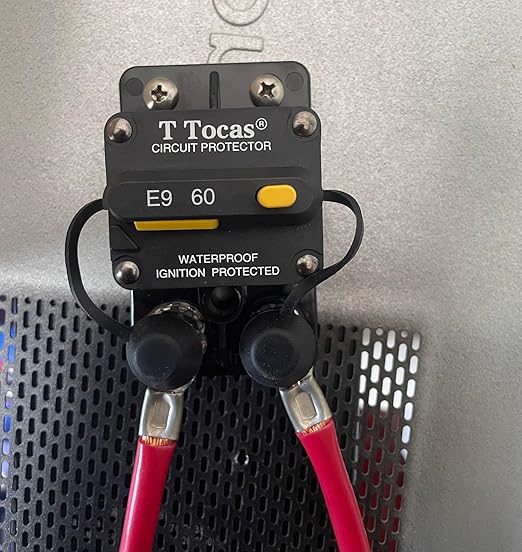 E9 3/8" Stud 60 Amp Circuit Breaker, Surface Mount, 12V - 72V DC 60A Waterproof IP67