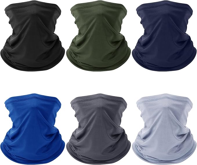 6 Pack Neck Gaiter for Men Women Gator Summer UV Dust Mask Cooling Neck Gaiters Face Cover for Sun Protection Scarf Bandana