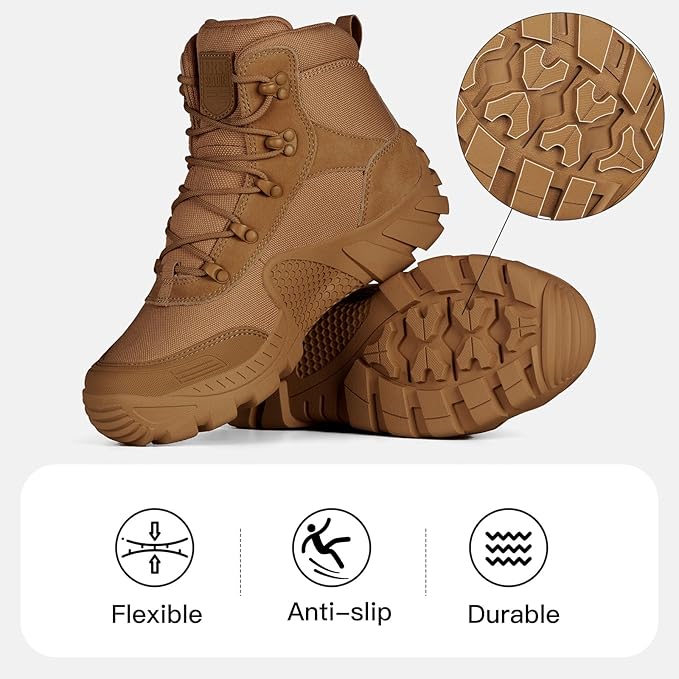 FREE SOLDIER Men's Waterproof Hiking Boots Tactical Work Boots Outdoor Lightweight Military Boots