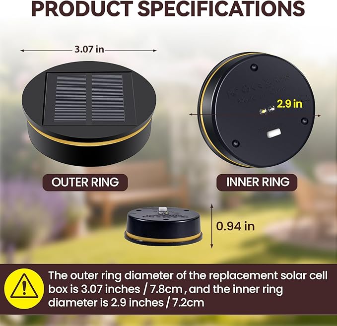 Solar Light Replacement Top 2 Pack, 8 Colors Replacement Solar Light Parts for Lantern(Top Size 3.07 inch, Bottom Size 2.9 inch)