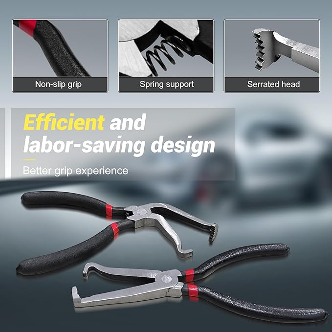 Electrical Disconnect Pliers, Electrical Connector Pliers for Cars(1*Straight&1 * 60°Bend), Fuel Line Tools with Anti-Slip Grip, Fuel Line Disconnect Tool Set for Air Flow Sensors Fuel Injectors