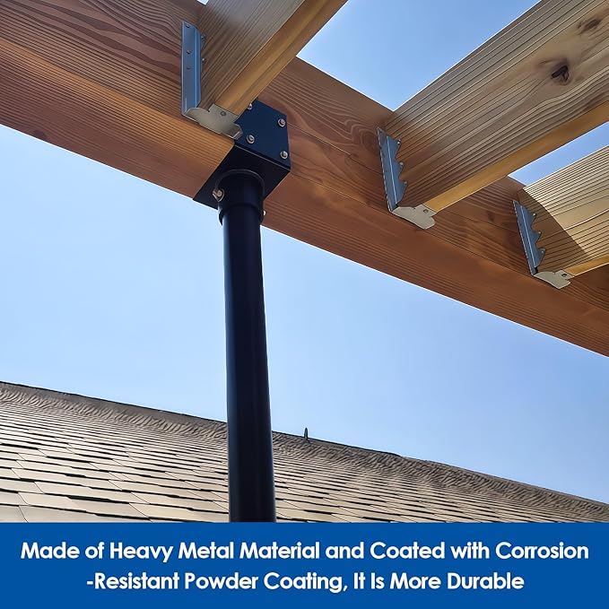 3Pack 3.6" Saddle Roof Riser for Patio Pergola, 18-1/4 Inches High, Pergola Roofs Riser Beam Brackets, Adjustable Roof Riser Hardware for Patio Pergolas, Black Finish (Metal)