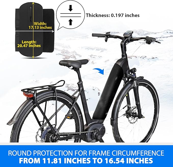 Besudo Ebike Battery Cover - E-bike Battery Protection Sleeve - Thermal Sleeve for Cold Weather - Neoprene Battery Protective Cover from Cold and Dirt - E-Bike Accessory-038B