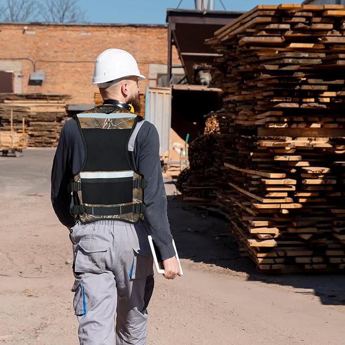 MELOTOUGH Tool Vest for Men Reflective Safety Tool Vest with Adjustable Straps,Removable Phone Holder for Electrical,Carpenters,Construction(Camo)