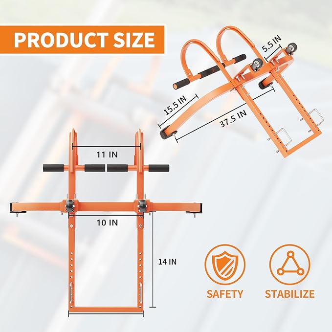 2 in 1 Ladder Stabilizer,Roof Ridge Extension Both Horizontally and Vertically, Rubber Grip T-Bar，Quick and Safe Access to Steep Roofs.