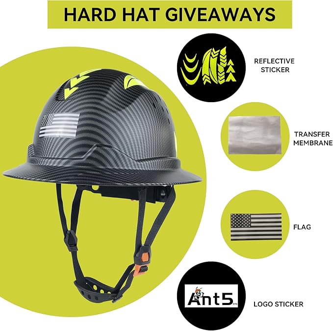 Hard Hat Full Brim Hardhats Safety Helmet Hydro Dipping HDPE ANSI Type Ⅰ Class C Certified ANSI Z89.1 Construction Work Industrial Vented