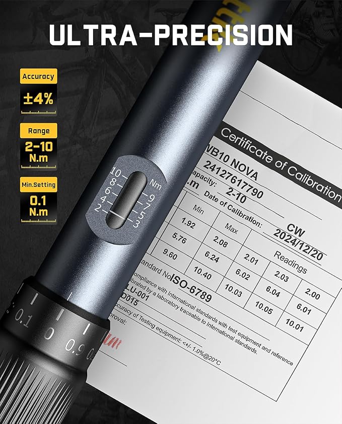 Fanttik WB10 Nova 1/4 Inch Drive Mini Bike Torque Wrench Set, 2-10 Nm/1.47-7.37ft-lb, 14 Bits Dual-Direction Click Adjustable 72-Tooth Torque Wrench Set for Bicycle