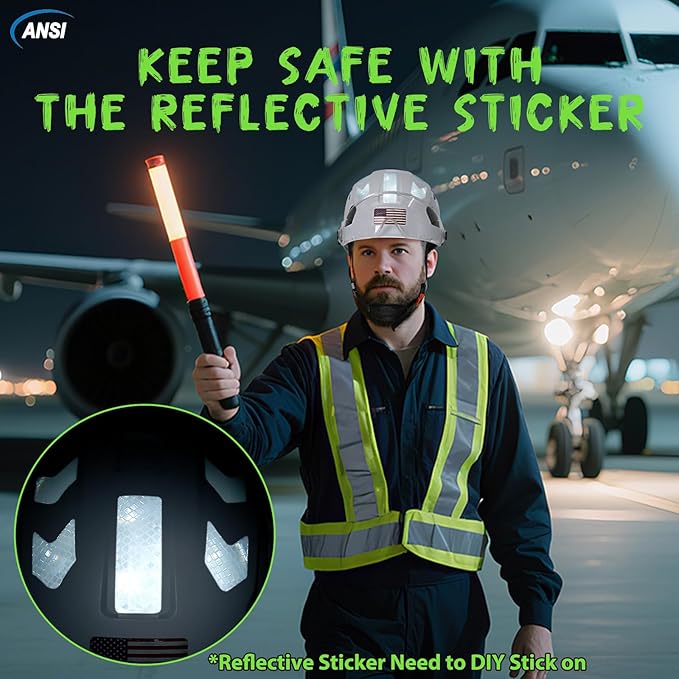 AOLAMEGS Construction Safety Hard Hat - ANSI Z89.1 Type Ι OSHA Approved Safety Helmets with Chin Straps Lightweight Reflective Vented ABS Hard Hats For Men Women Industrial Workwear 6-point Suspension