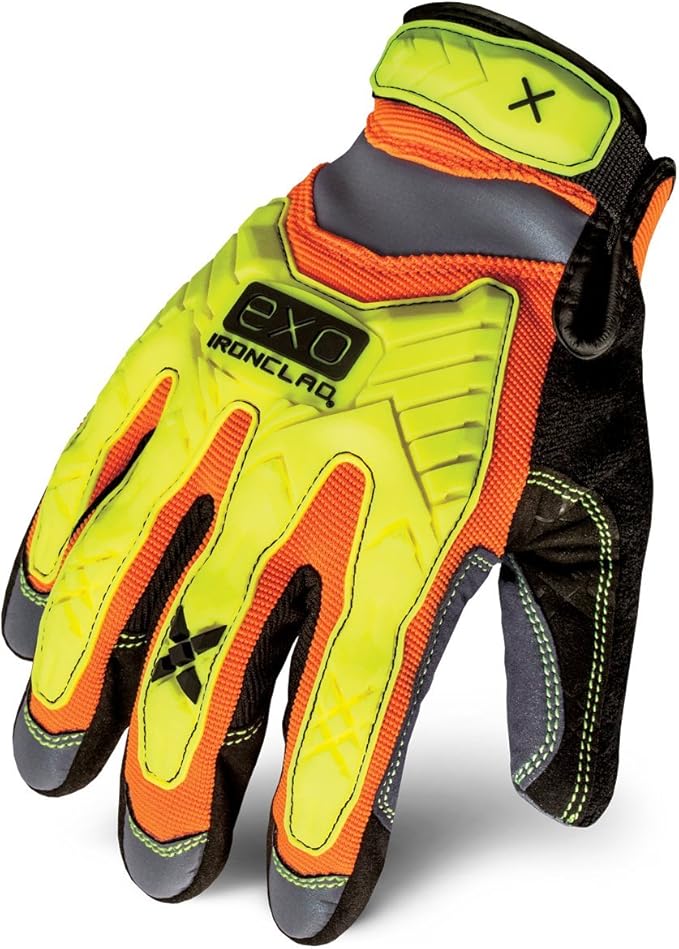 Ironclad mens Work Gloves EXO Hi Viz ImpactLarge, Hi-viz Yellow & Orange, Large Pack of 1 US