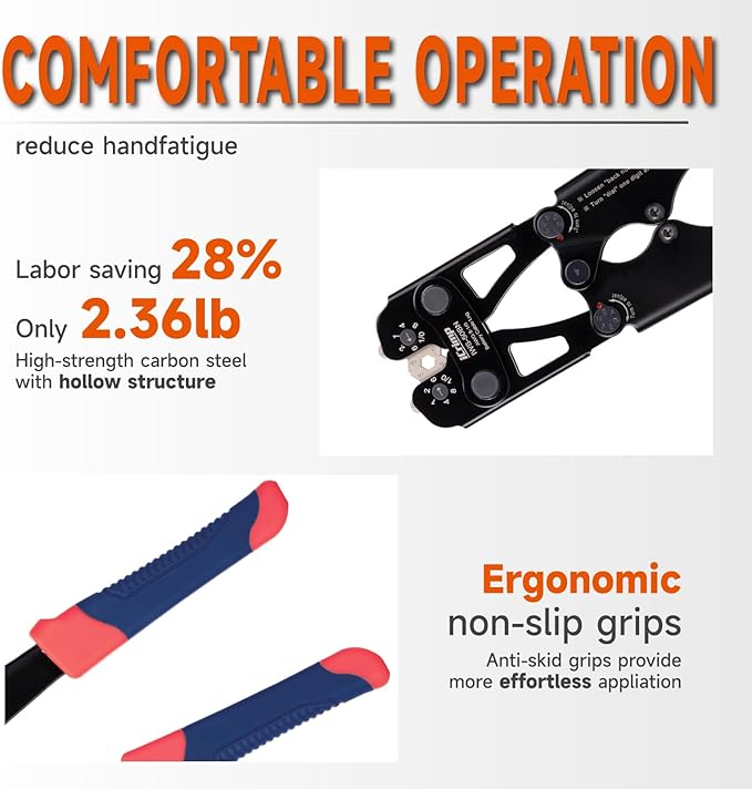 iCrimp Battery Cable Lug Crimping Tool for 8, 6, 4, 2, 1, 1/0 AWG Copper Cable Lugs, Battery Terminal Crimper